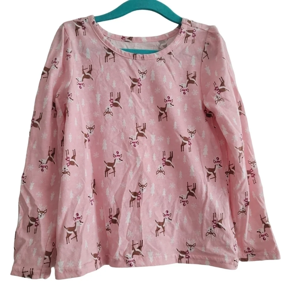The Children's Place 5T Deer Pinafore Dress‎ & Matching Long Sleeve Shirt